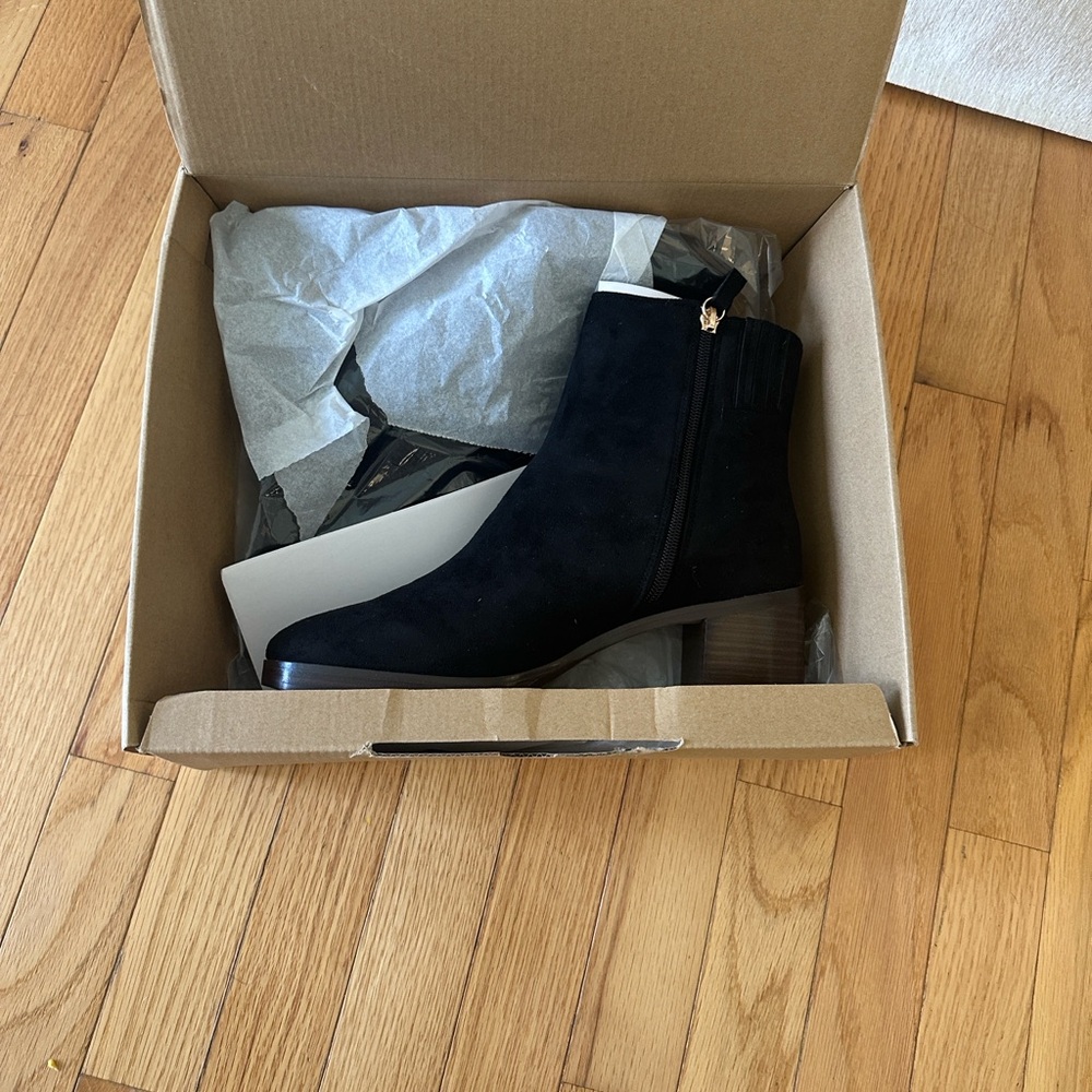 J. Crew Factory Black Ankle Booties with Block Heel